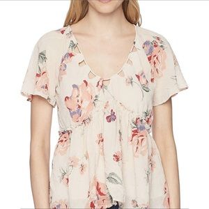 Lucky Brand Flowy Top Dusty Pink Floral Sz 1X.